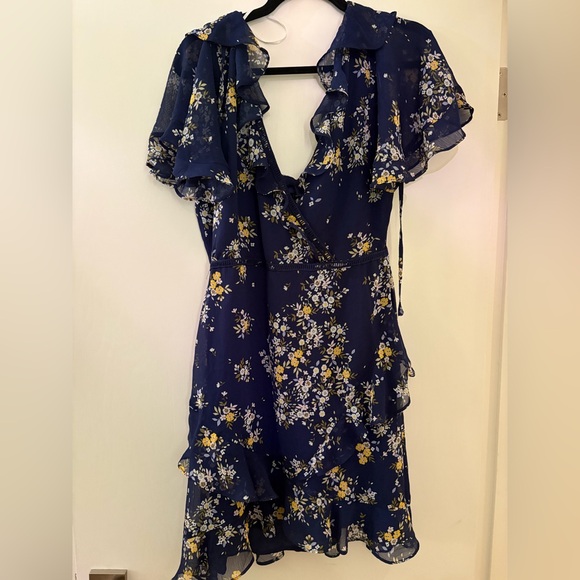 Lulu’s Sweetheart Navy Blue Floral Sleeve Mini Dress - Picture 2 of 4